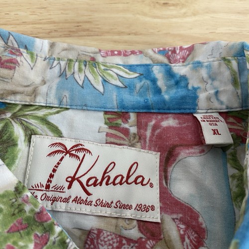 Kahala Shirt Men's XL Hawaiian Camp Shirt Christmas Santa Hula Girls Made in USA - Picture 10 of 13