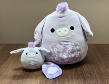 Squishmallow Delzi Donkey Floral Flowers Purple 8 New Nwt Plush 4 Set