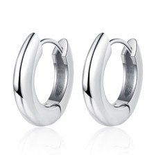 Women Classic 925 Silver Polished Hoop Earrings Huggie Wide Band 4x20mm XJ32