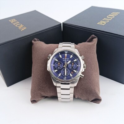 Bulova Marine Star Classic Men's Quartz Stainless Steel Blue 96B256 Watch 43mm