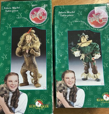 Wizard of Oz Fabric Mache Pieces, Kurt Adler, Cowardly Lion & Scarecrow SAVE 35%