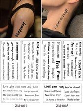 Temporary Water Transfer Body Art Tattoo Sticker Words Letters Pattern