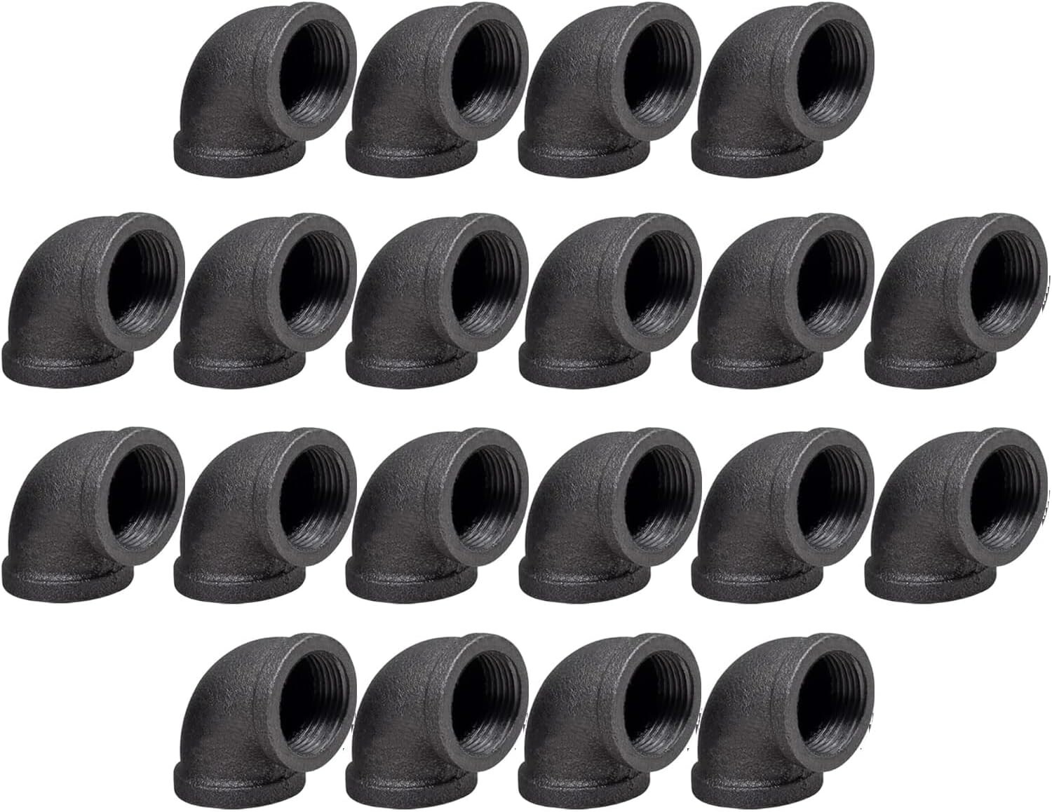 20 PACK 1/2" Pipe Fitting Elbow Rustic Industrial Style Black Malleable Iron New