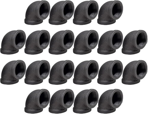 20 PACK 1/2" Pipe Fitting Elbow Rustic Industrial Style Black Malleable Iron New