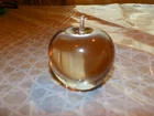 Tiffany & Co crystal APPLE PAPERWEIGHT vtg fruit glass blue