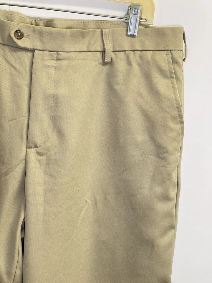 IZOD Golf Men's 38/30 Classic Fit Flat Front Beige Pants - Image 2 of 4