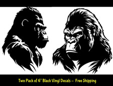 Gorilla Two Pack 6" Black Vinyl Graphic Decal Car Truck Bumper Laptop Notebook