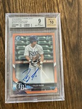 2018 Bowman Chrome Tyler Frank Rays Orange Refractor Auto #/25 Mint