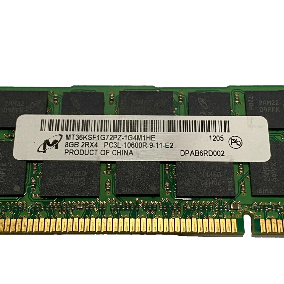 Micron 8GB (1x8GB) RAM PC3L-10600R ECC/REG Server SDRAM MT36KSF1G72PZ-1G4M1HE - Image 3 of 3