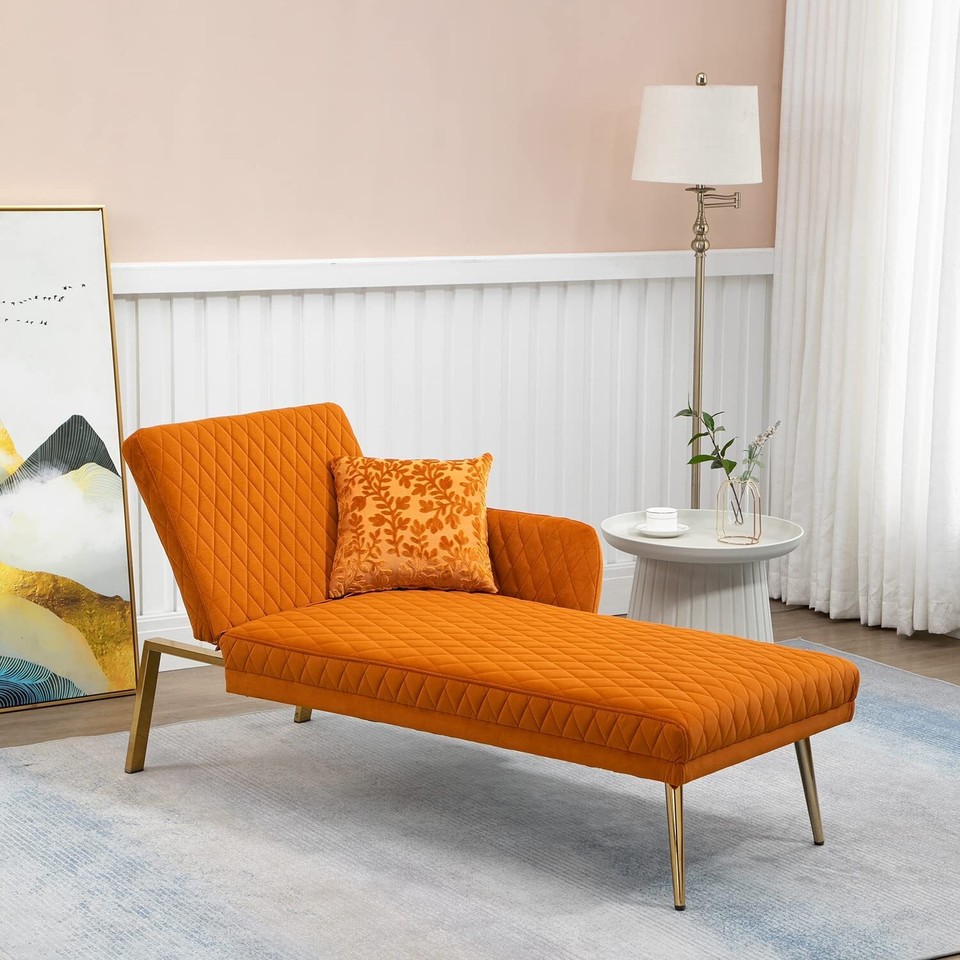 Convertible Velvet Chaise Lounge Chair Bed Sleeper MultiFunctional