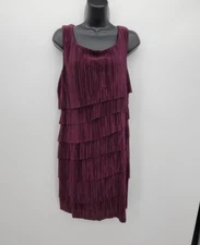 1920s Flapper Style Layered Dress In A Plum Purple By Connected Lined Size 12