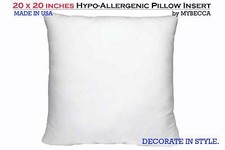 PILES OF 20"L x 20"W Hypoallergenic Square Euro Pillow Insert