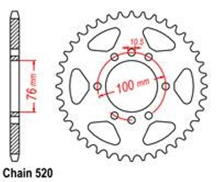 Couronne arrière 48 dents chaîne 520 pour restaurer une Suzuki GSX-R 1100 W de 1993-1994