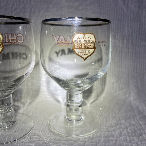 Pair Chimay glass Goblets 25 Cl Mint Made In Portugal Breweriana - Picture 8 of 9