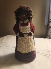 Vintage Handmade  Hook Rug Doll Weighted Door Stop