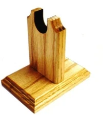 Oak Wooden Gun Rack Revolver Handgun Pistol Stand Table Top Display - Natural