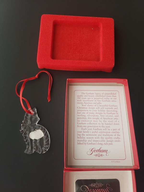 Gorham Cat Lead Crystal Ornament With Box