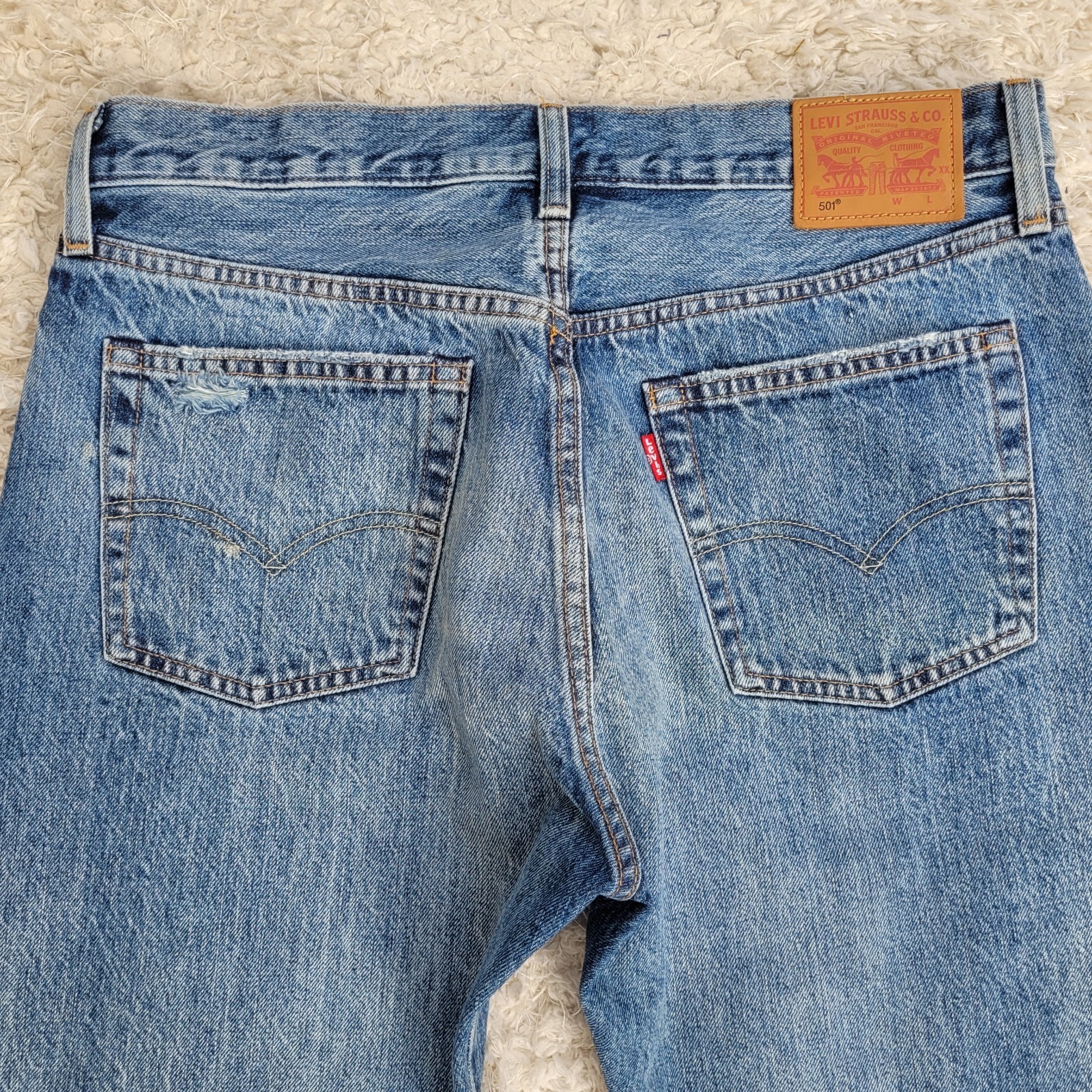 Levi Strauss 501 Button Fly Patchwork Ragged Land… - image 5