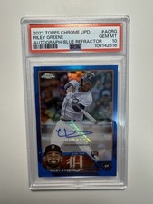2023 Topps Chrome Update Blue Refractor /150 Riley Greene PSA 10 Rookie Auto RC