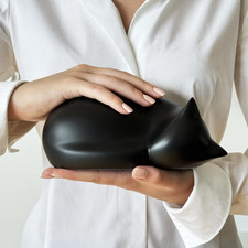 Sleeping Cat Funeral Urn, Black