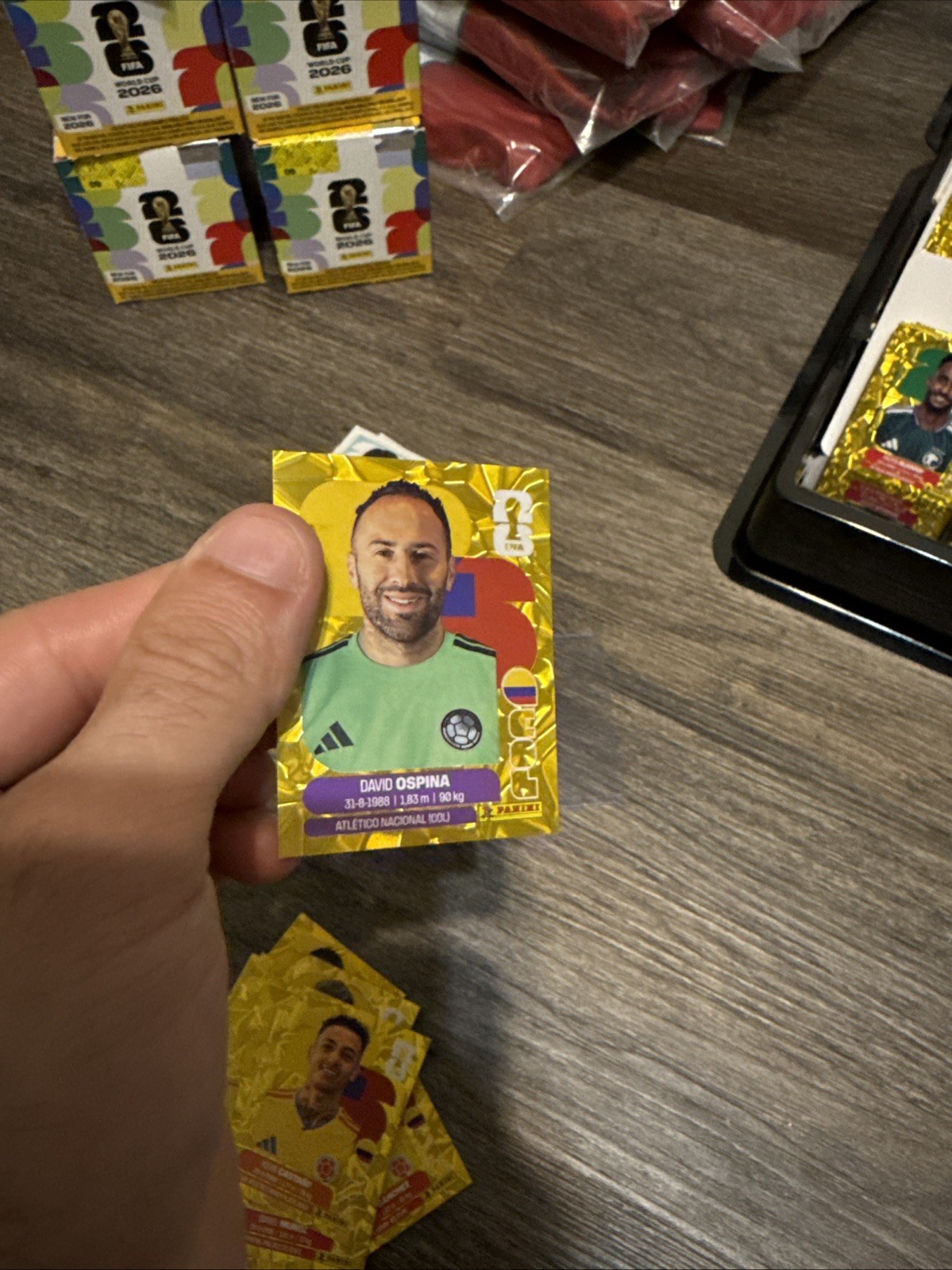 David Ospina Panini FIFA World Cup 2026 Gold Crumple Parallels Sticker Col 3