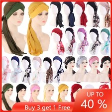 Muslim Women Hijab Turban Long Tail Head Scarf Wrap Chemo Cap Bonnet Hat Shawls