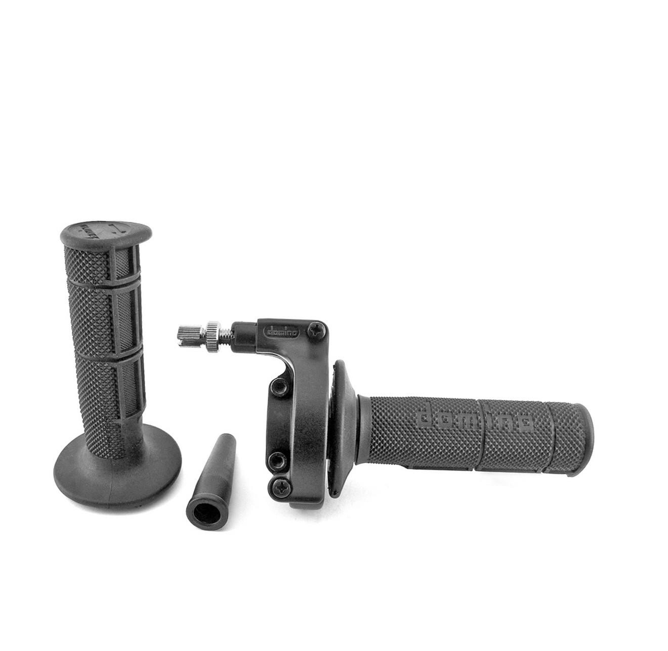 Poignée de gaz Domino Enduro Cross avec revêtements noirs pour guidon 22mm