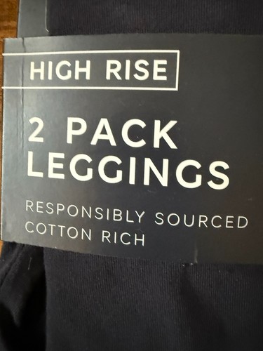 M&S 2er PACK LEGGINGS MARINEBLAU & SCHWARZ - GRÖSSE 14 LANG - MIT ETIKETT - BAUMWOLLREICH - Bild 3 von 4