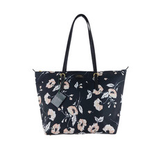 Lauren Ralph Lauren Chadwick Black Floral Medium Nylon Shopper Tote Bag BNWT