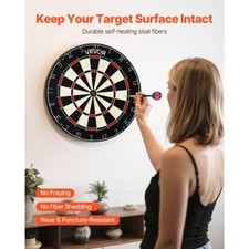Dartboard with 6 Darts Scoring Kit SelfHealing Sisal Fibers Dartboard