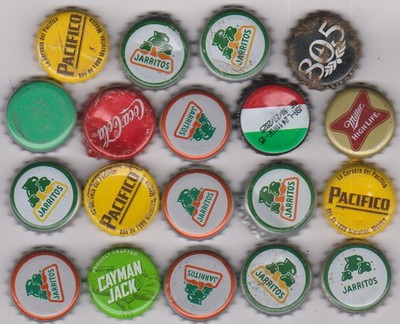 Lot of 19 As Found Hard to find Local & National Bottle Caps