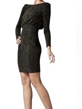 NWT Alice + Olivia Aerin Black Metallic Blouson Mini Dress XS