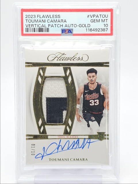 Toumani Camara 2023-24 Flawless RPA Rookie Patch Gold RC Auto 01/10 PSA 10 Q5786