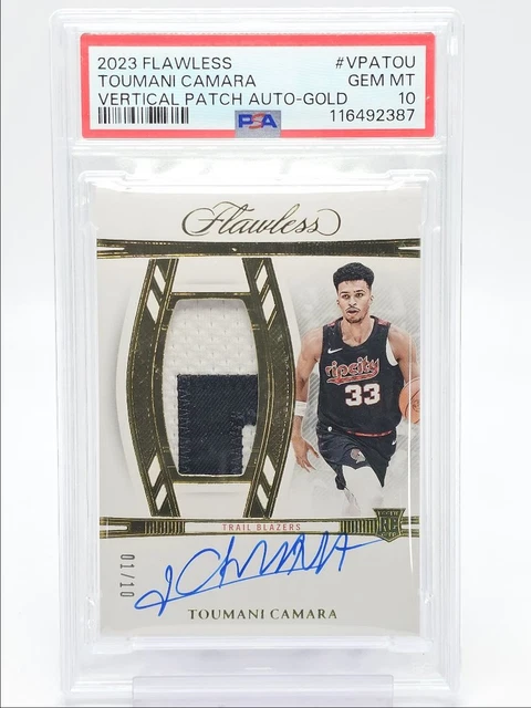 TOUMANI CAMARA 2023-24 MAKELLOS RPA ROOKIE PATCH GOLD RC AUTO 01/10 PSA 10 Q1300