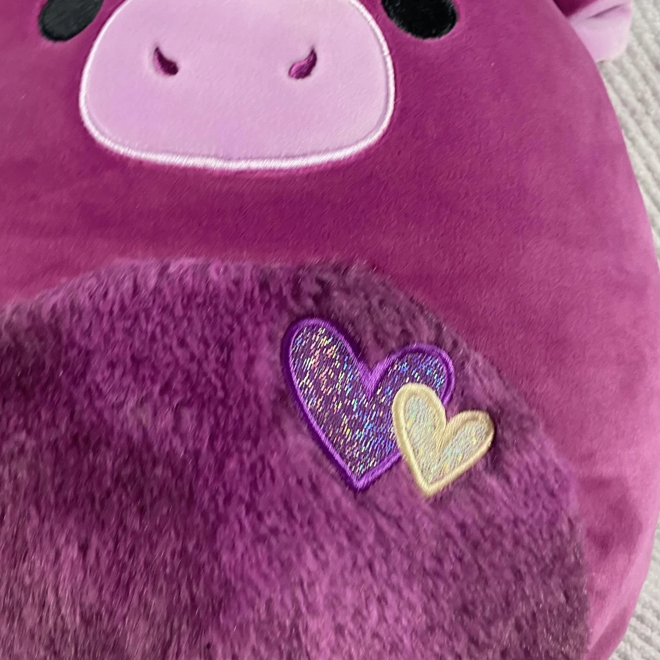Kellytoy Squishmallows Purple Highland Cow Bull Plush Hearts Jazwares Large - Image 2 of 4
