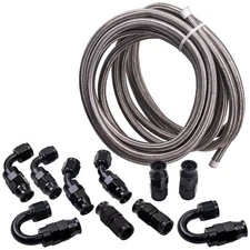 Nylon Stainless Steel Braided Oil Fuel Line Hose 20Feet &10 Pcs -AN6 Fitting Kit