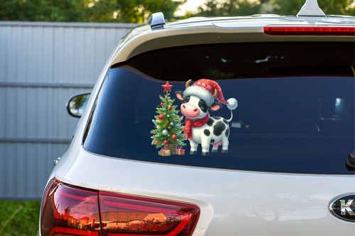 Aquarell Weihnachten lustig Kuh Wandbild Schlafzimmer Auto Vinyl Aufkleber Abziehbild 6 Größen - Bild 6 von 7