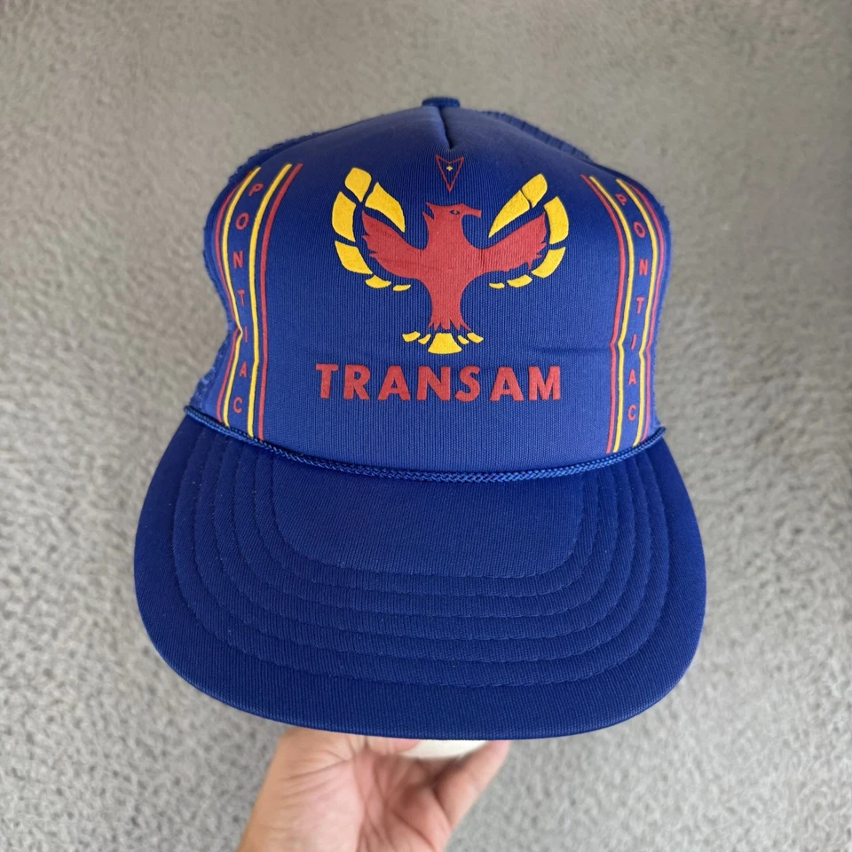 Vintage Pontiac Firebird Trans Am Blue Mesh Snapback Trucker Cap Hat NEW Muscle - Image 2 of 4