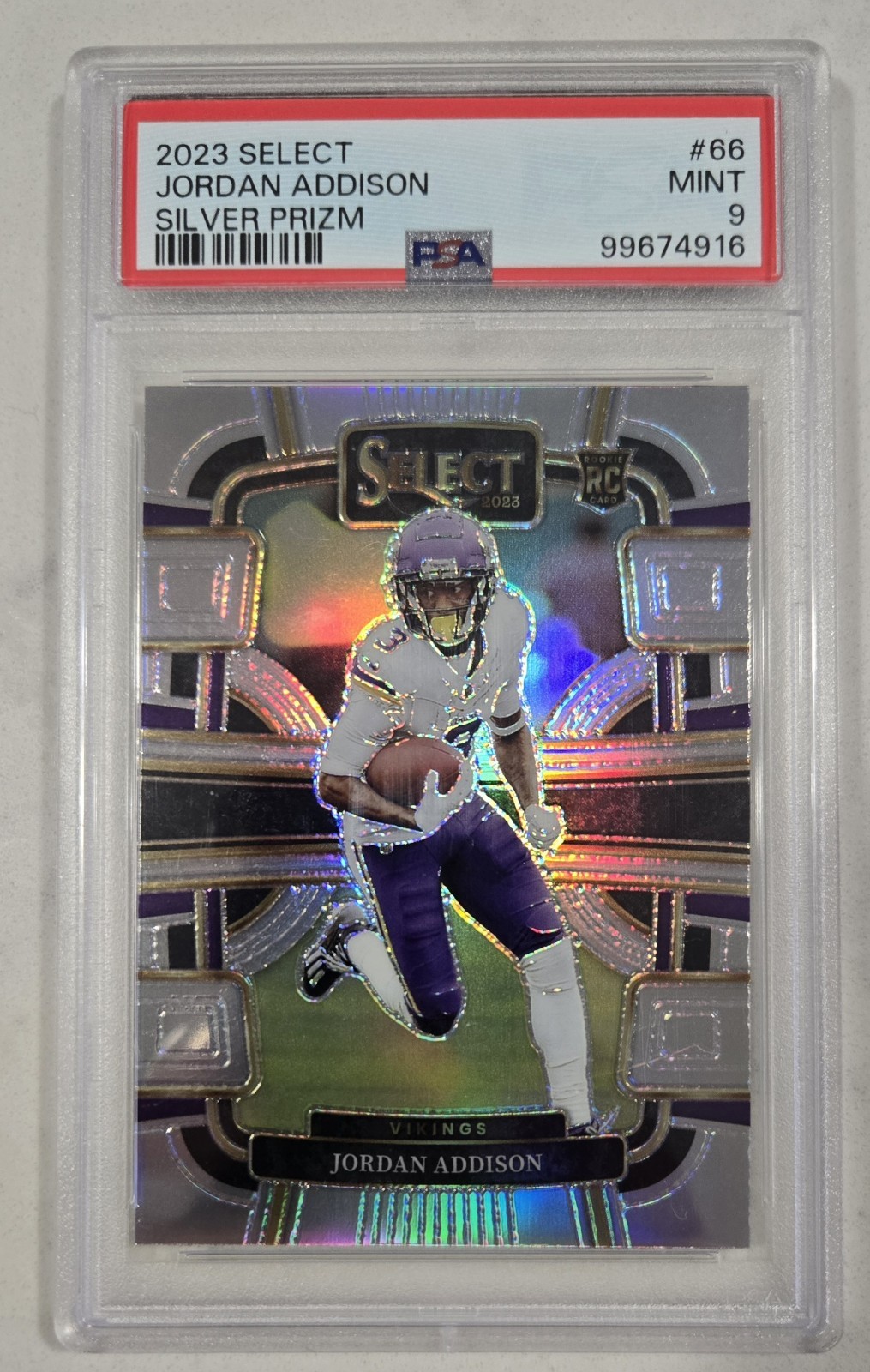 2023 PANINI SELECT 66 JORDAN ADDISON SILVER PRIZM RC PSA 9