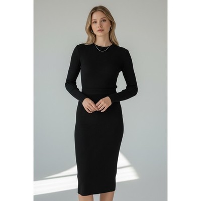 IRO Ribbed Wool Knit Top Skirt Set Black Midi Skirt XS / XXS
