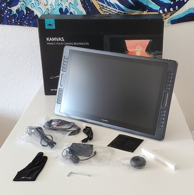 HUION Kamvas Pro 22 (2019) Grafiktablett Pen Display mit Stift & Zubehör OVP