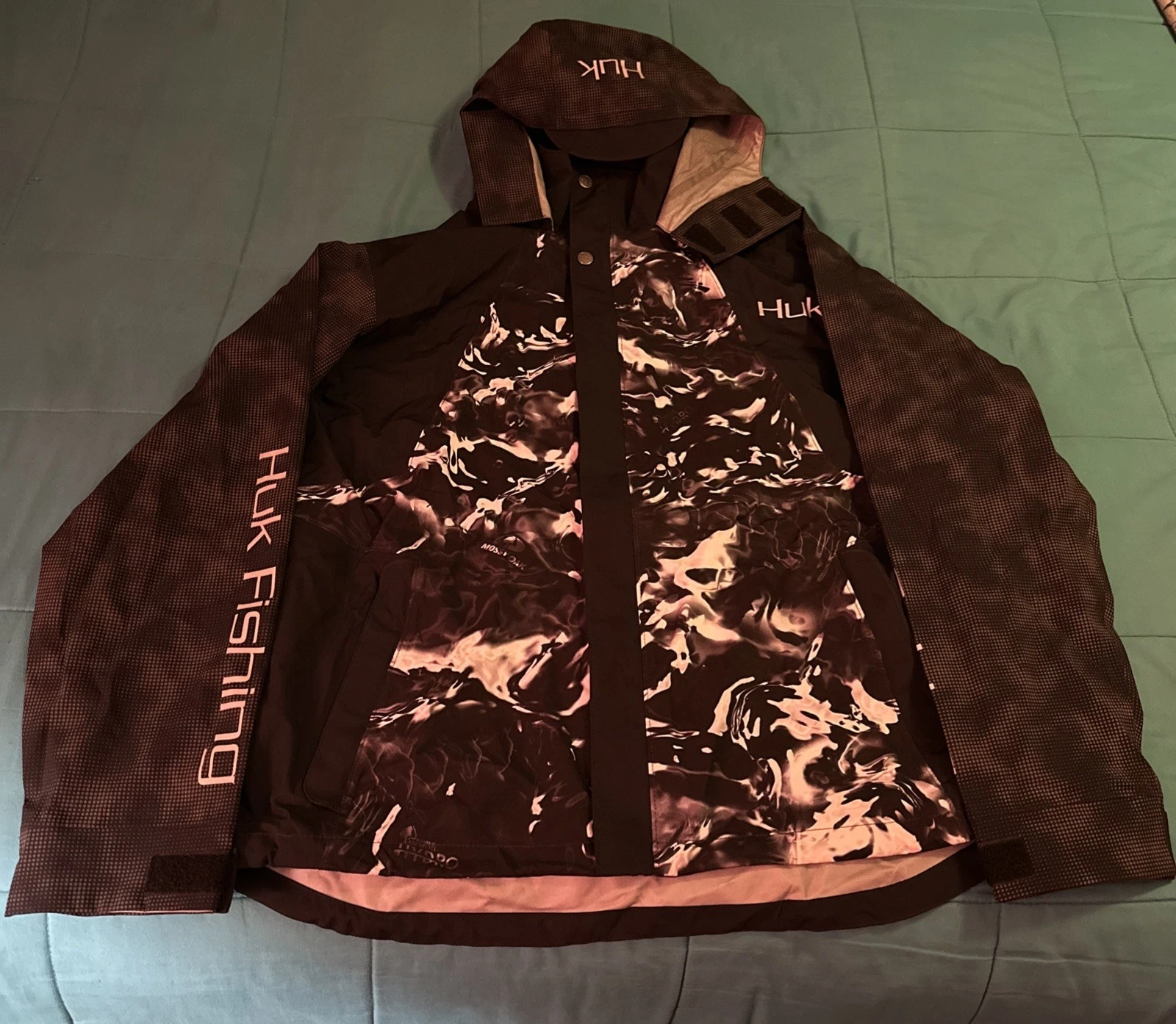 Huk Black Performance Fabric Jacket Waterproof, Fishing/Camping, Size XL