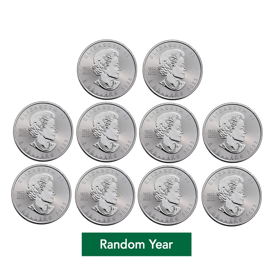 Random Items Grid 1 oz Silver Maple Leaf Coin - Random Year (Lot of 10) | eBay