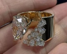 3Ct Pear Cut Lab-Created Diamond Engagement Ring 14k Yellow Gold Plated