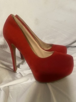 Dream Pairs Red Faux Suede Stiletto Pump Heels Women's Size 8.5