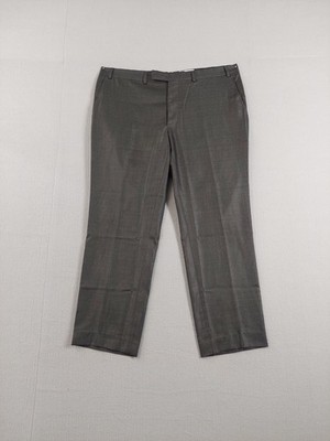 Kenneth Cole Men Dress Pant 40 Gray Houndstooth Flat Front Formal Business Work