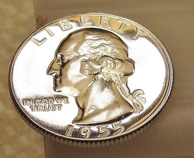 1955 Gem Light Cameo Proof Quarter 90%   Blazing Mirrored Surfaces #601 - 12