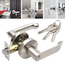 Internal Door Handle Privacy Entry Bedroom Bathroom Door Lever Lock W/Keys New