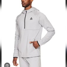 Reebok Men Recharge Half Zip Pullover Hoodie In Sleet Gray Kangaroo Size 2XL NWT