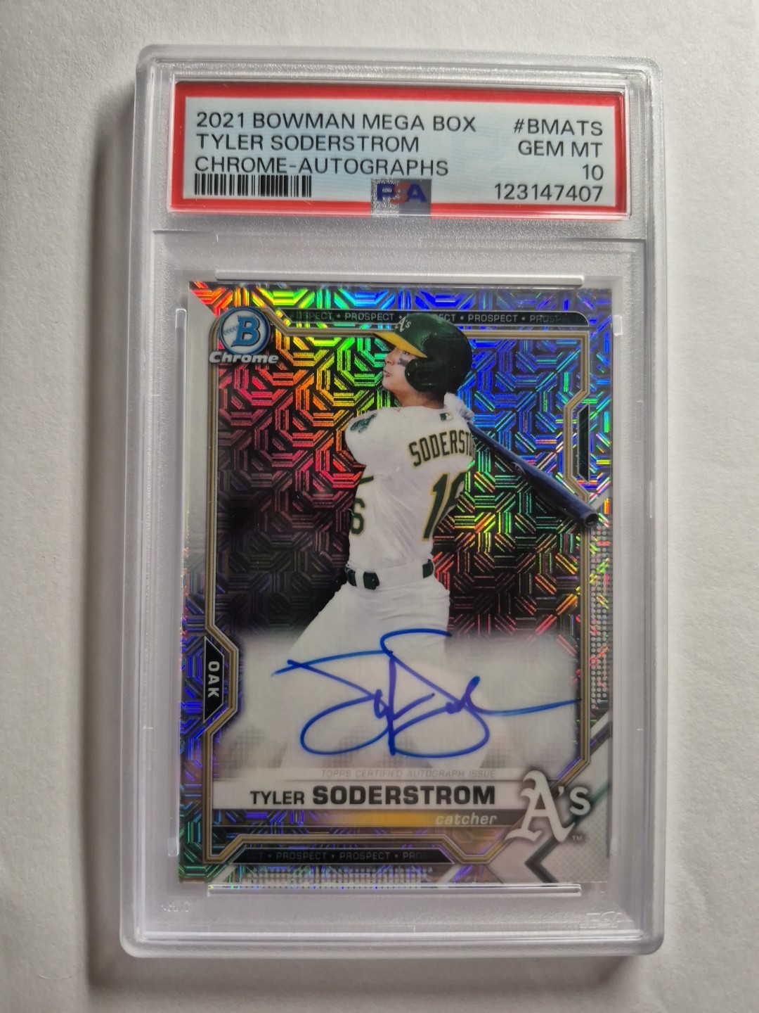 Tyler Soderstrom RC 2021 Bowman Chrome MOJO Refractor ON CARD Auto PSA 10 ROOKIE